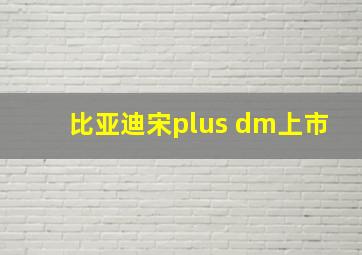 比亚迪宋plus dm上市